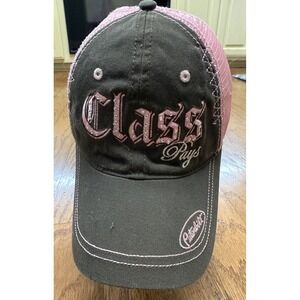 PETERBILT Mesh Trucker Cap PINK Brown Hat "Class Pays" Adjustable One Size Bling